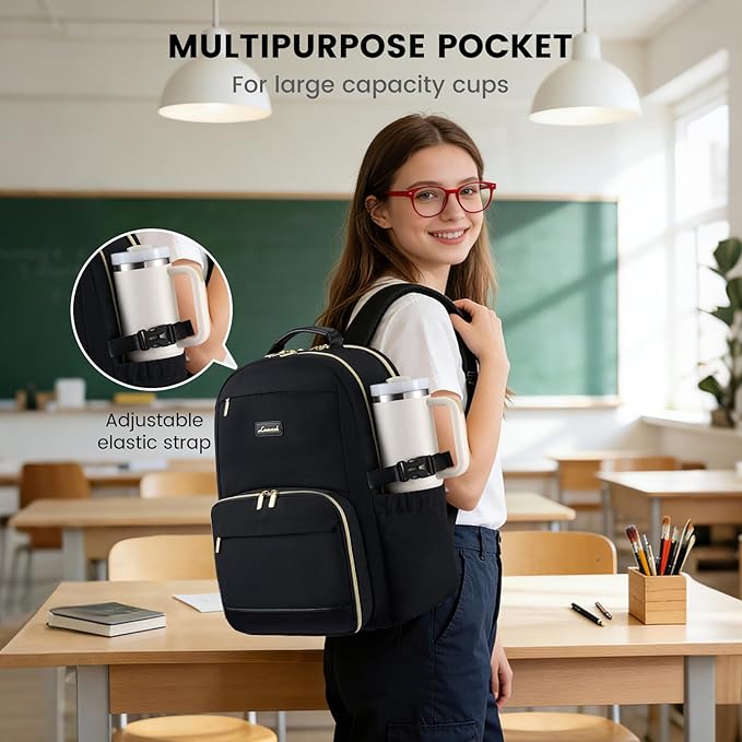 LOVEVOOK Lunch Backpack with Lunch Compartment,15.6Inch Laptop Work Travel Insulated Cooler Backpack Purse,Waterproof College Teacher Lunch Bag Box with Tumbler Holder,Gift for Men Women,Leopard print