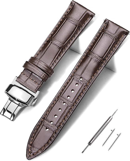 EACHE Croco Design Leather Watch Bands for Men Women,Quick Release Strap with Butterfly Deployment Buckle 18mm 19mm 20mm 21mm 22mm 23mm 24mm