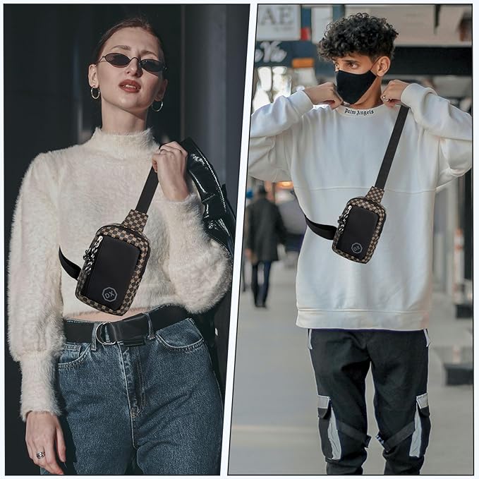 Long Keeper Mini Sling Bag - Women Men Vegan Leather Crossbody Phone Bag Waterproof Travel Running Chest Bag Casual Daypack