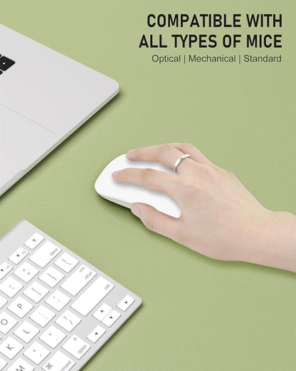 Desk Pad, 30" x 14" PU Leather Non-Slip Desk Mat Large Mouse Pad for Desktop, Waterproof Laptop Computer Writing Mat for Office, Home, Work, Gaming, Green