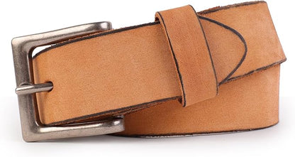 NPET Mens Leather Belt Full Grain Vintage Distressed Style Snap on Strap 1 1/2" Wide with Buckle
