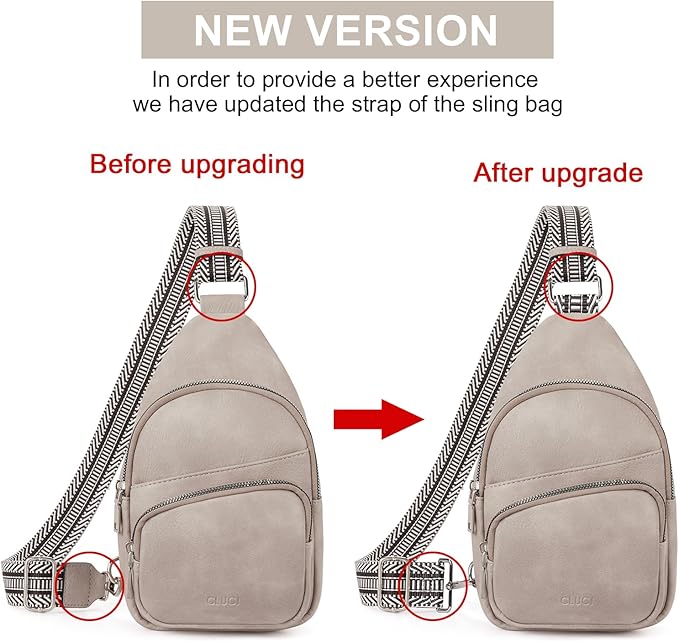 CLUCI Small Sling Bag for Women, Vegan Leather Fanny Pack Crossbody Bags for Women, Chest Bag With Guitar Strap