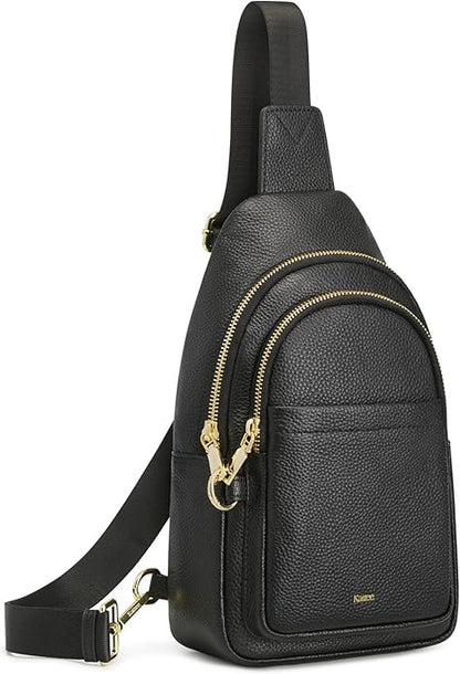 Kattee Sling Bag for Women, Leather Fanny Packs Crossbody Purse, Small Chest Bag for Travel with RFID Blocking