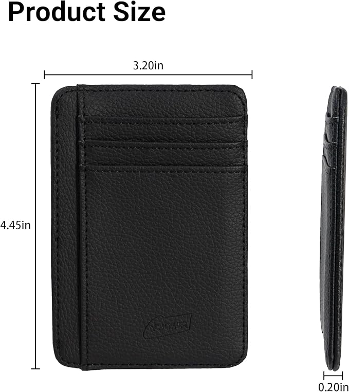 Yuoyar Magnetic Card Holder for Vehicle - Minimalist Leather RFID Blocking Credit Card Holder - Travel Wallets for Car Visor Organizer (Black)