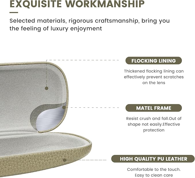 molshine Hard Shell PU Leather Glasses Case,Travel Portable Eyeglass Case for Men Women Girl Travel Study Work
