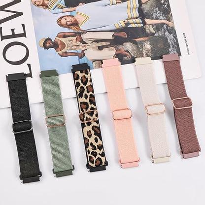 Stretchy Bands Compatible with Samsung Galaxy Watch 7 6 4 5 Band 40mm 44mm/Watch 6 4 Classic 47mm 43mm 42mm 46mm/5 Pro/FE/Active 2, 6 Pack 20mm Nylon Sport Strap for Galaxy Watch 7 Band Women Men