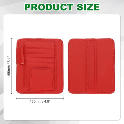PATIKIL 1 Pcs Car Sun Visor Organizer, 6.1 x 4.9 Inch PU Leather Vehicle Storage Pouch Holder for Sunglasses Card Pen Driver License Car Accessories, Red