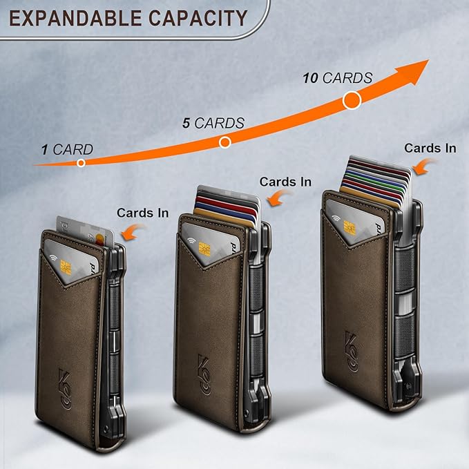 KEMISANT Men Wallet- Slim Wallet Money Clip For Gift Men in Front Pocket 12Cards-Metal Case with Magnetic Flip