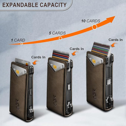 KEMISANT Men Wallet- Slim Wallet Money Clip For Gift Men in Front Pocket 12Cards-Metal Case with Magnetic Flip