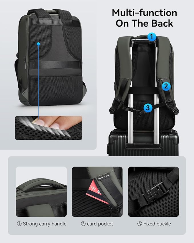 Muzee Backpack for Men Waterproof and Travel Laptop Backpack with USB Charging, Fits 17 Inch Laptop and Tech Gear