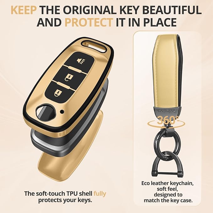 For Nissan Key Fob Cover Accessories- Matte TPU Key Fob Cover with Leather Keychain for 2023 2024 2025 2026 Rogue Pathfinder Versa 2025 2026 Sentra Patrol Armada Smart and More
