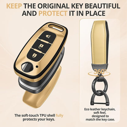 For Nissan Key Fob Cover Accessories- Matte TPU Key Fob Cover with Leather Keychain for 2023 2024 2025 2026 Rogue Pathfinder Versa 2025 2026 Sentra Patrol Armada Smart and More