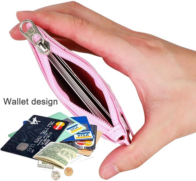HASFINE ID Badge Holder with Cute Angel Character Design PU Leather ID Card Wallet, 2-Sided 5 Card Slots, Zippered Pocket, Detachable Keychain Lanyard for Teachers, Students, Nurses, Office Staff