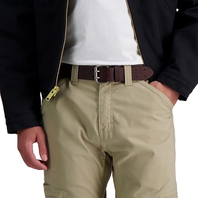 Dickies Men's Double Prong Leather Work Belt – Fully Adjustable, Regular & Big and Tall Sizes