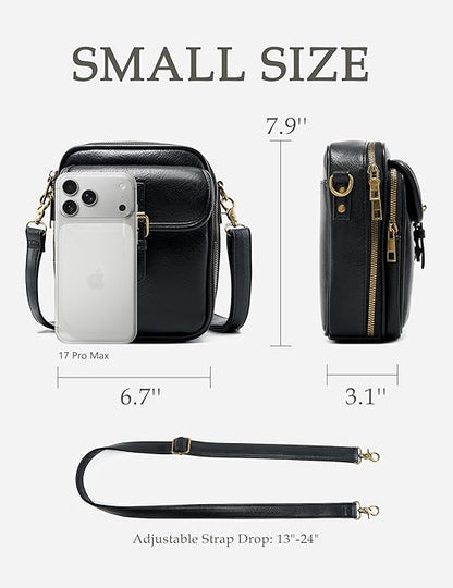 Crossbody Bag for Women Men, Vegan Leather Anti-Theft Messenger Shoulder Bag, Vintage Cross Body Purse with Card Slots