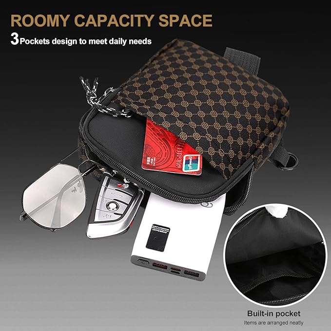Long Keeper Mini Sling Bag - Women Men Vegan Leather Crossbody Phone Bag Waterproof Travel Running Chest Bag Casual Daypack