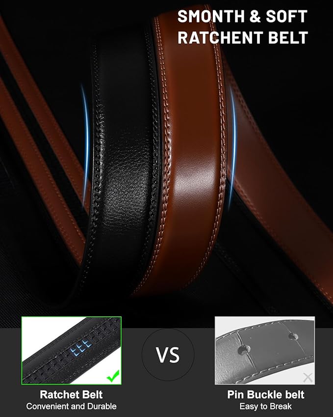 BELTROAD Ratchet Belt Strap for Men Leather Belts Without Buckle Replacement Leather Belt Strap Only 35mm for 40mm Buckle