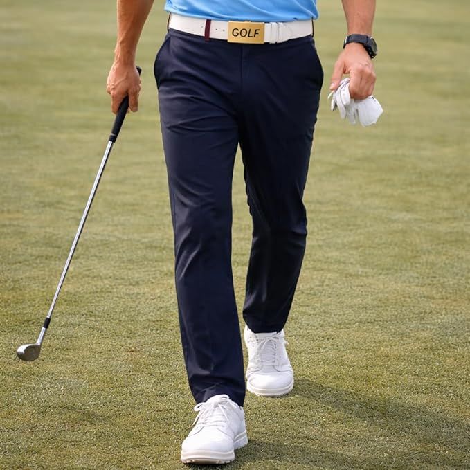 CauraCo Golf Belt Genuine Leather With Gold Buckle Included Ball Marker For Mens Womens Golfers Golfing Shorts And Long Pants