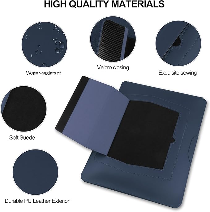 HoYiXi 13.3'' /13.6'' Laptop Sleeve Case Leather Bag with Stand Compatible with MacBook Pro 14/MacBook Air 13(M1 M2)/13.3'' Yoga/Dell XPS 13/HP/Matebook 14'' Laptop case, Blue