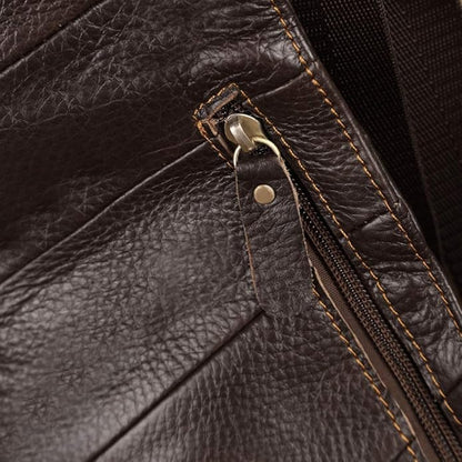 Hebetag Leather Sling Bag Crossbody Backpack for Men Women Travel Outdoor Camping