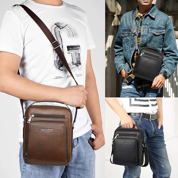 Zipper Buckle Leather Messenger Bag Crossbody Shoulder Bag Vintage Handle Bags | Zipper, Buckle, Leather, Vintage