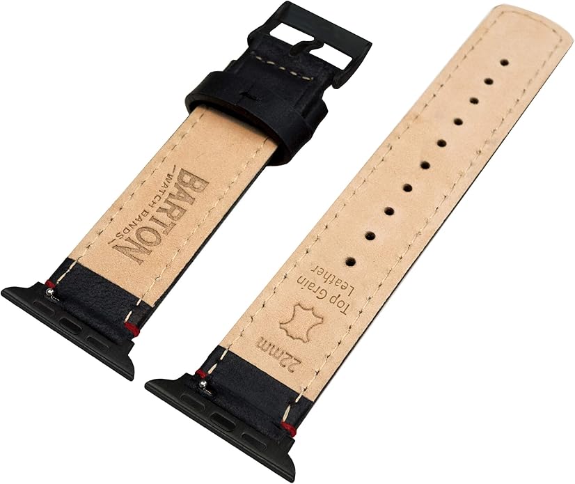 BARTON WATCH BANDS - Top Grain Leather Watch Bands Compatible with Apple Watch Models - 1, 2, 3, 4, 5, 6, 7, 8, 9, 10, SE, Ultra & Ultra 2