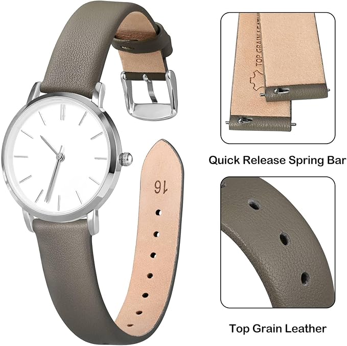 ANNEFIT Watch Bands for Men Women, Top Grain Leather Watch Strap with Quick Release, Band Width 12mm 13mm 14mm 16mm 18mm 20mm 22mm