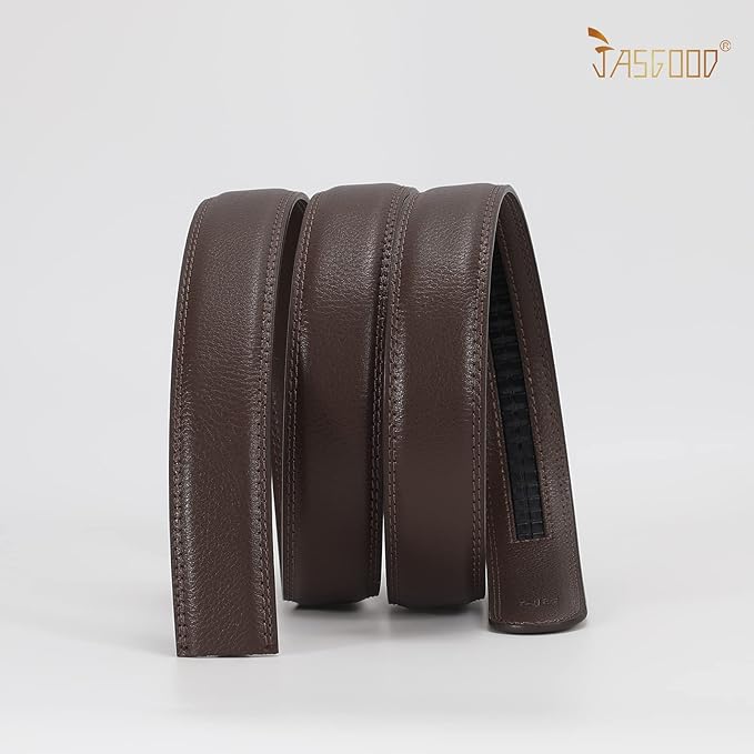 JASGOOD Ratchet Belt Replacement Strap 1 1/8", Leather Belt Strap for 35MM Slide Click Buckle