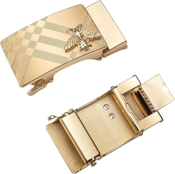 Dubulle Men's Ratchet Belt Gold/Black/Red/Green/Blue/White Automatic Buckle Business Casual Belt Gift - Adjustable Fit