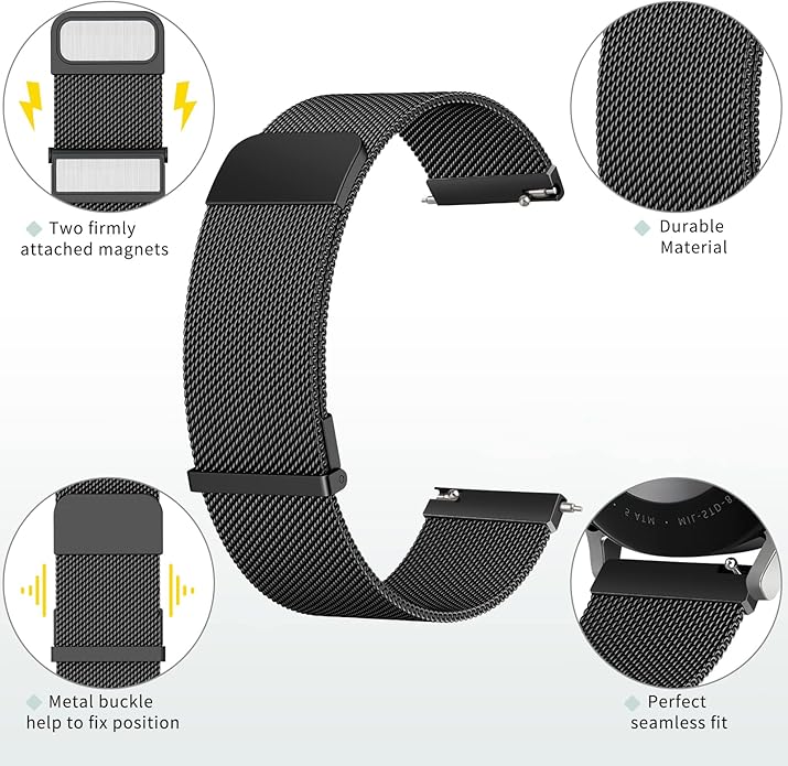 Meliya Metal Watch Bands, 20mm 22mm Quick Release Watch Strap, Stainless Steel Mesh Replacement band for Women Men