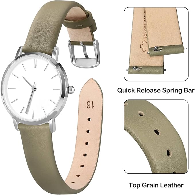 ANNEFIT Watch Bands for Men Women, Top Grain Leather Watch Strap with Quick Release, Band Width 12mm 13mm 14mm 16mm 18mm 20mm 22mm
