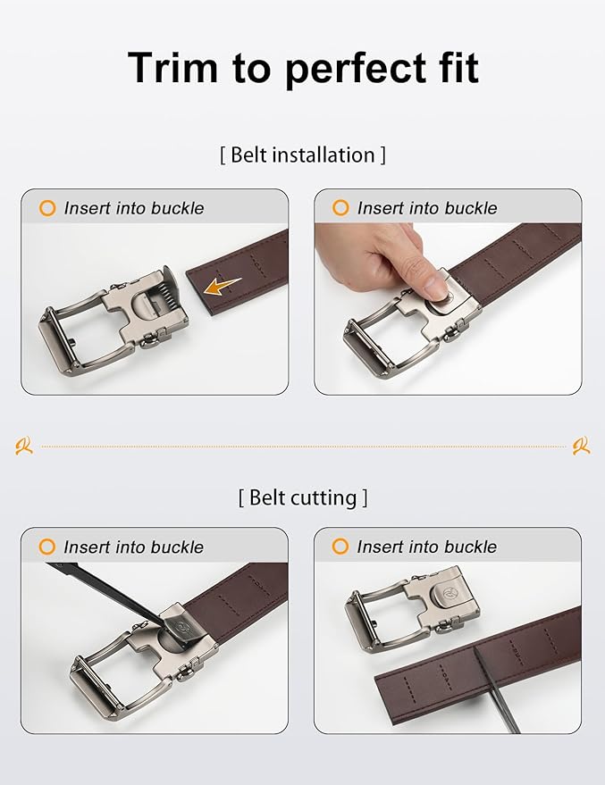 JUKMO 1.5" (38mm) Leather Ratchet Belt for Men in Gift Box