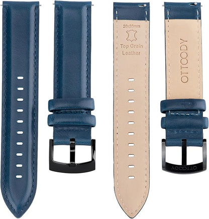 OTTOODY Leather Watch Bands Quick Release, Elegant Top Grain Leather Watch Straps for Men & Women, Choice of Color & Width - 18mm, 19mm, 20mm, 21mm or 22mm Wristbands Bracelet for Watch & Smartwatch