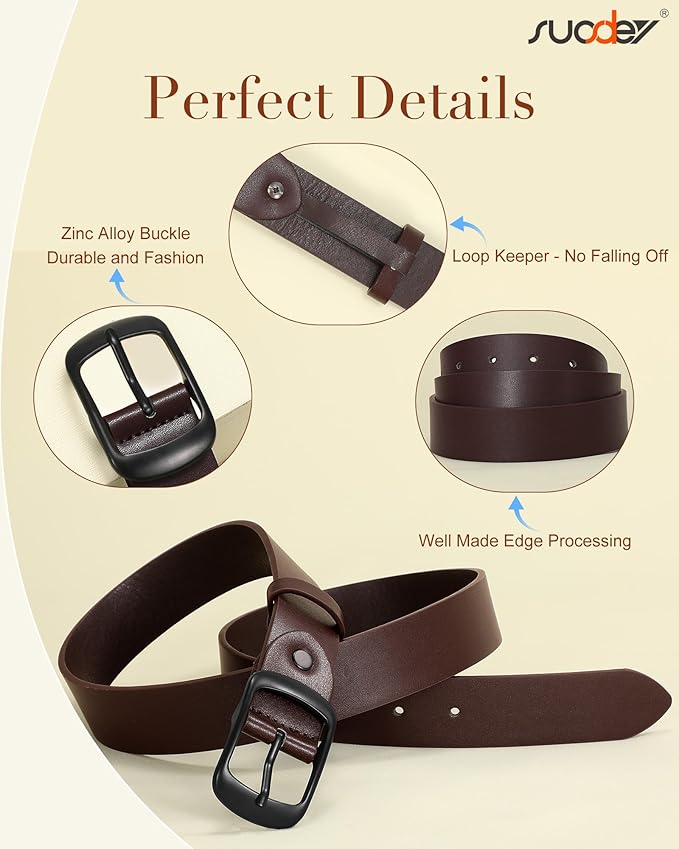 SUOSDEY Women Belts For Jeans Dresses Pants Ladies Leather Waist Belt with Elegant Buckle, Width 1.3"