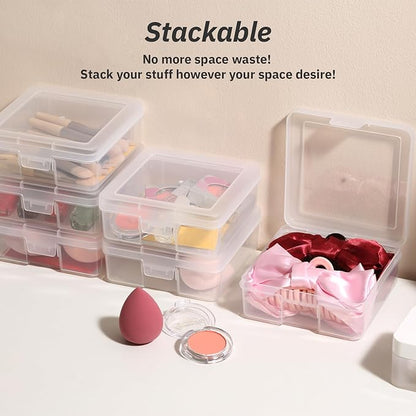 novelinks Plastic Small Storage Bins with Lids for Organizing, Mini Clear Storage Containers and Stackable Storage Box Organizer for Pencil Boxes, Task Boxes, Crayon Boxes (18 Pack Small)