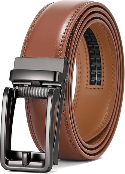 SENDEFN Men's Leather Dress Casual Belt 1 3/8" Automatic Adjustable Click Buckle Belts with Gift Box
