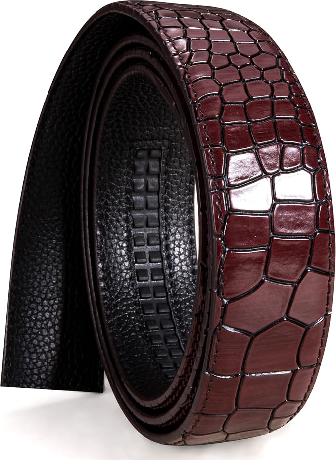 Dubulle Designer Mens Belts, Sliding Automatic Buckle Ratchet Dress Belt TOP Genuine Leather Strap Gifts