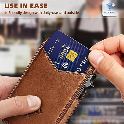 BULLIANT Men Wallet Gift Boxed,Slim Front Pocket Wallet Money Clip Card Holder 3.8"x2.7",Pop-up Access