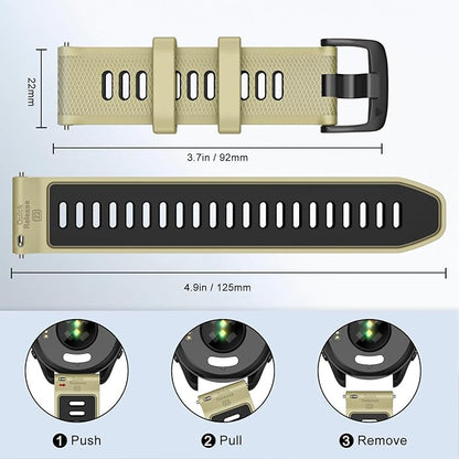 ISABAKE 22mm Watch Band for Gamrin Forerunner 265/Forerunner 255/Vivoactive 4 45mm/Venu 2/Venu 3, Silicone Quick Release Replacement Wristband