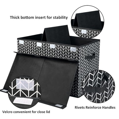 Mayniu Large Toy Box Chest with Lid, Kids Toy Storage Organizer Bins Basket for Living Room, Nursery, Closet, Bedroom, Playroom 25"x13" x16" (Black)