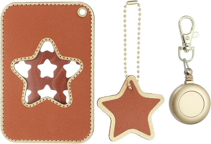 PATIKIL Retractable Badge Holders, Cute Leather ID Holder with Badge Reels Keychain ID Card Clip Protector Cover for Women Work Office Business Trip, Brown