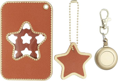 PATIKIL Retractable Badge Holders, Cute Leather ID Holder with Badge Reels Keychain ID Card Clip Protector Cover for Women Work Office Business Trip, Brown
