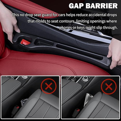 2026 New Car Seat Gap Filler Organizer & Non-Slip Car Coasters for Cup Holders Set,Multifunctional Cars Gap Filler with Phone Holder,Universal No Drop Seat Guard for Cars