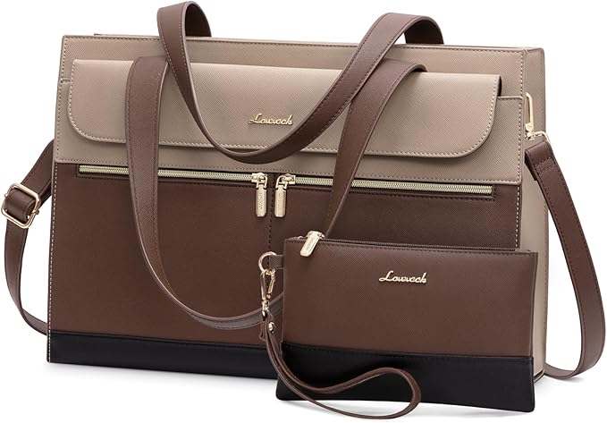 LOVEVOOK Laptop Bag for Women 15.6 Inch Laptop Tote Work Bags Professional Leather Computer Briefcase Waterproof Handbag Shoulder Large Capacity Business Teacher Office Crossbody Purse