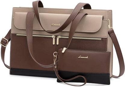 LOVEVOOK Laptop Bag for Women 15.6 Inch Laptop Tote Work Bags Professional Leather Computer Briefcase Waterproof Handbag Shoulder Large Capacity Business Teacher Office Crossbody Purse
