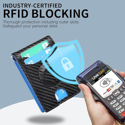 Wallets for Men Slim Leather Money Clip Mens - RFID Blocking Front Pocket Bifold Wallet Credit Card Holde