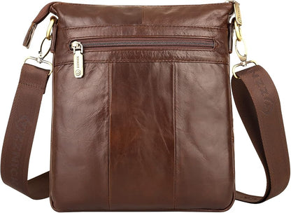 Genuine Leather Messenger Bag, Sling Bag Crossbody Shoulder Bags for Travel Work Business