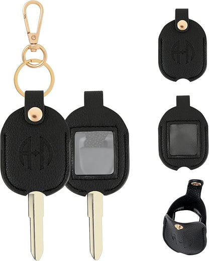 Leather Car Key Fob Cover Sleeve Holder for Broken Keys – Smart Remote Protector Case with Keychain for Men & Women