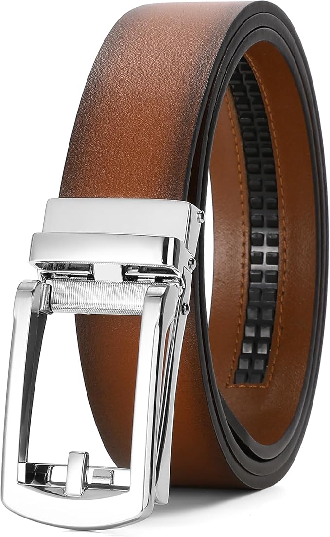SENDEFN Men's Leather Dress Casual Belt 1 3/8" Automatic Adjustable Click Buckle Belts with Gift Box