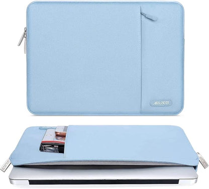 MOSISO Laptop Case 16 inch, 15-15.6 inch Laptop Sleeve Compatible with MacBook Pro 16 M5 M4 M3 M2 M1, HP Acer Dell Lenovo ASUS, Polyester Vertical Computer Sleeve Bag with Pocket, Air Blue